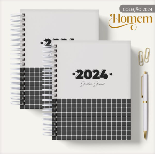 agenda masculina quadrinho preto arquivo digital papelaria personalizada
