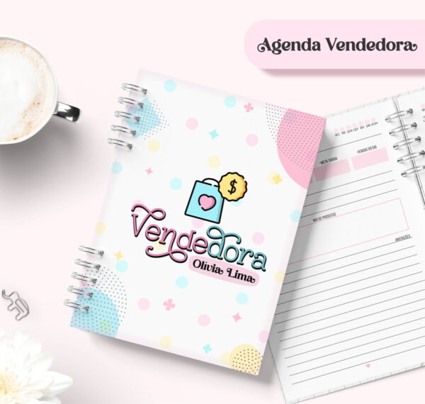 agenda permanente datada vendedora arquivo digital papelaria digital