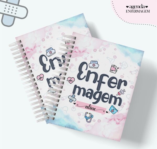 agenda profissao enfermagem feminino arquivo digital encadernacao