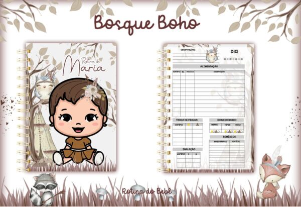 agenda rotina do bebe bosque menina arquivo digital diario do bebe