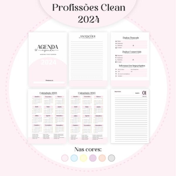 Agendas Profissões Femininas Clean - Arquivo Digital