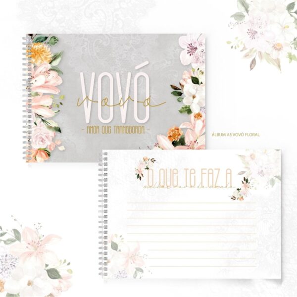 album a5 vovo floral arquivo digital papelaria digital