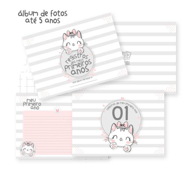 Álbum de Fotos A5 Horizontal Gatinha (0 a 5 anos) - Imagem 2