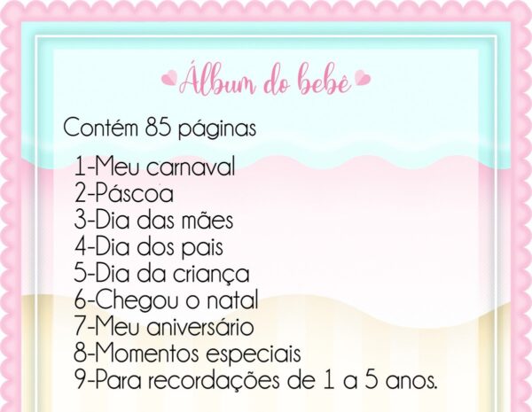Álbum do Bebê Baby Menina - Arquivo Digital - Imagem 2