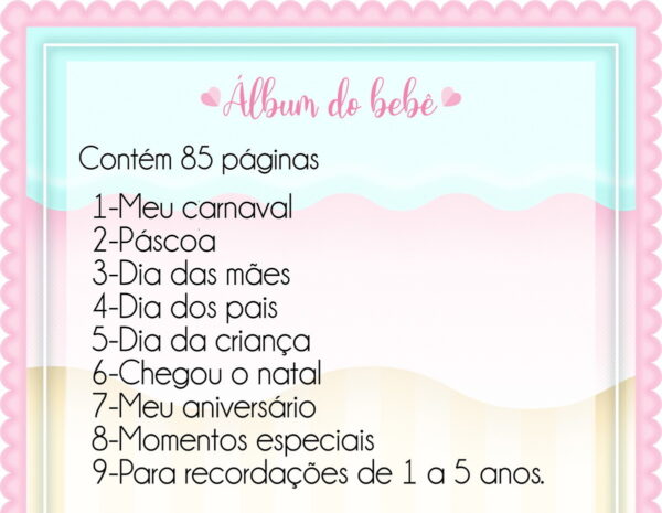 Álbum do Bebê Fundo do Mar Menino - Arquivo Digital - Imagem 2