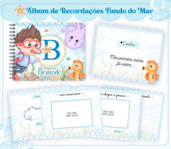 album do bebe fundo do mar menino arquivo digital encadernacao