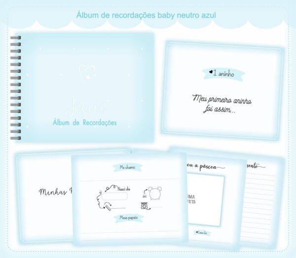 album do bebe neutro azul menino arquivo digital encadernacao digital
