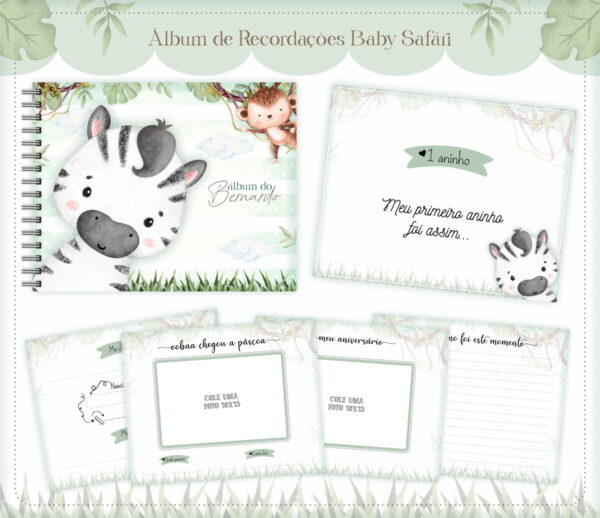 album do bebe safari menino arquivo digital personalizacao