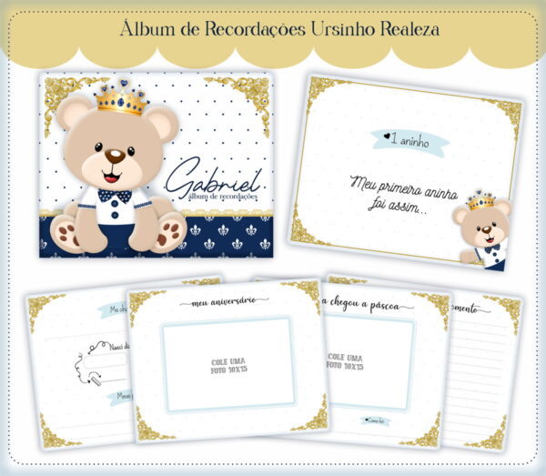 album do bebe urso realeza menino arquivo digital kit digital