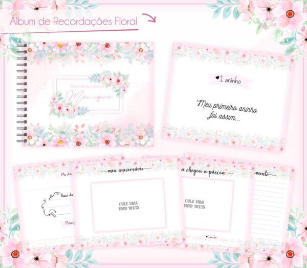 album recordacoes bebe floral arquivo digital livro do bebe