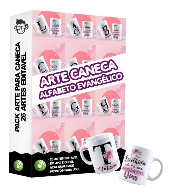Alfabeto Evangélico Editável Corel Cdr 26 Artes Caneca