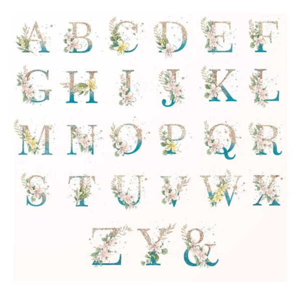 Alfabeto Floral Png Gold & Blue Flores Lettering Letras
