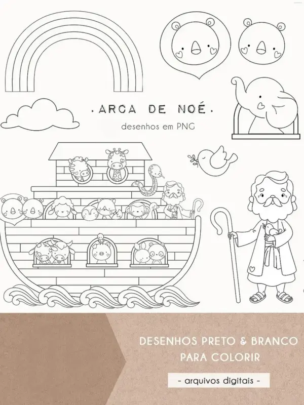 Arca De Noe Para Criancas Colorir Kit Digital Png 2