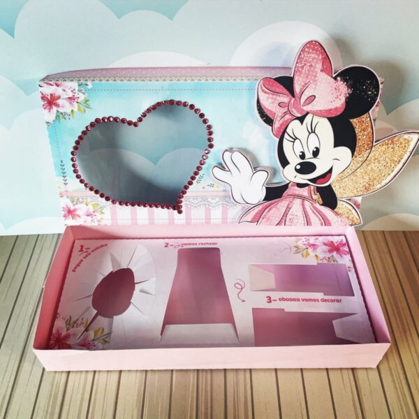 Arquivo Cestinha Confeiteiro Páscoa Minnie Rosa Silhouette