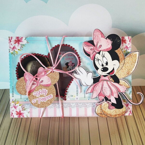 Arquivo Cestinha Confeiteiro Páscoa Minnie Rosa Silhouette
