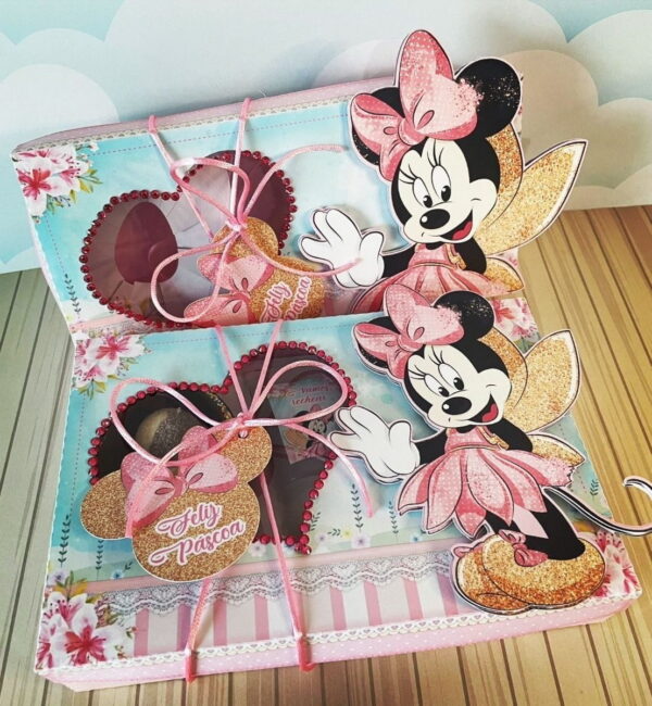 Arquivo Cestinha Confeiteiro Páscoa Minnie Rosa Silhouette
