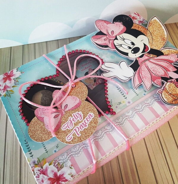 Arquivo Cestinha Confeiteiro Páscoa Minnie Rosa Silhouette