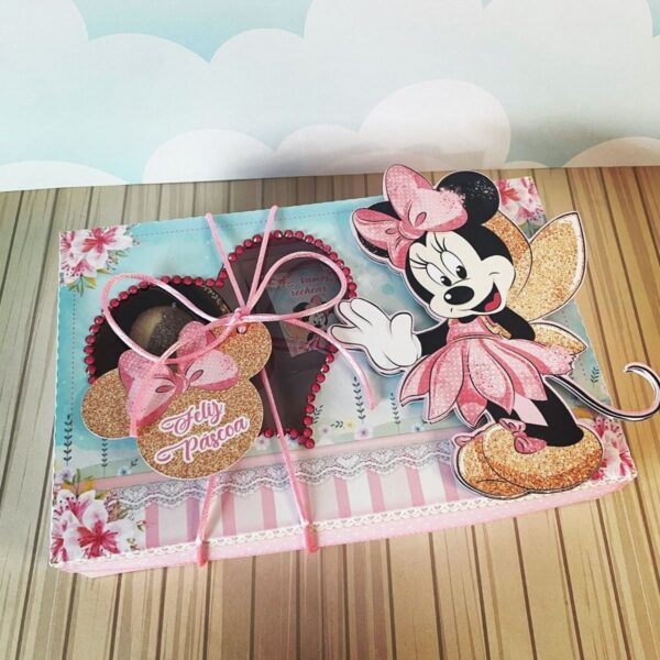 Arquivo Cestinha Confeiteiro Páscoa Minnie Rosa Silhouette