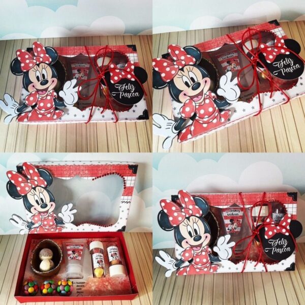Arquivo Cestinha Confeiteiro Páscoa Minnie Vermelha Studio