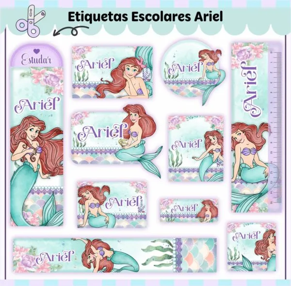 Arquivo de Corte Etiqueta Escolar Ariel