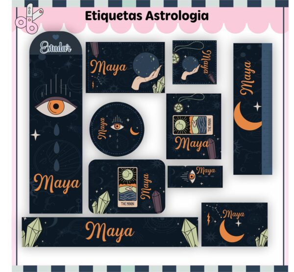 Arquivo de Corte Etiqueta Escolar Astrologia