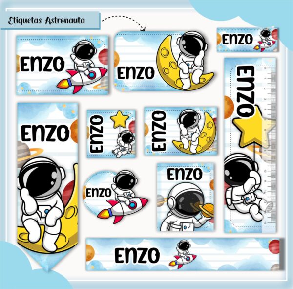 Arquivo de Corte Etiqueta Escolar Astronauta
