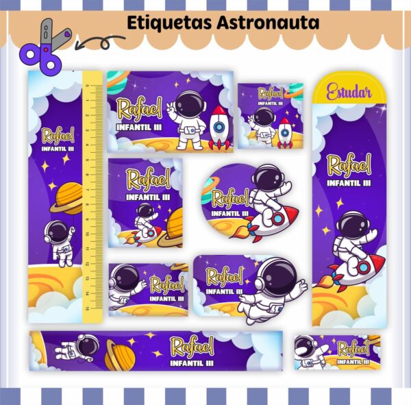 Arquivo de Corte Etiqueta Escolar Astronauta V2