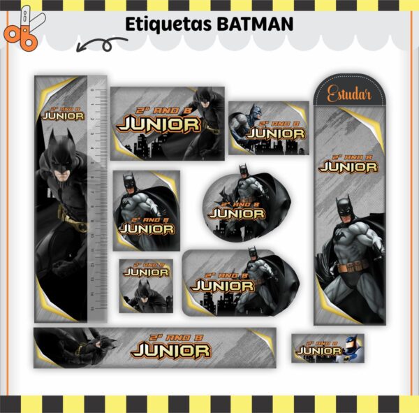 Arquivo de Corte Etiqueta Escolar Batman V2