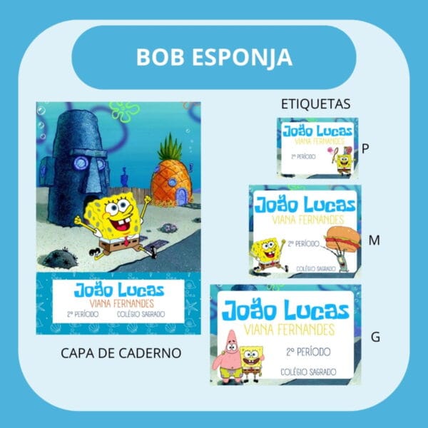 arquivo de corte etiqueta escolar bob esponja papel e scrapbook