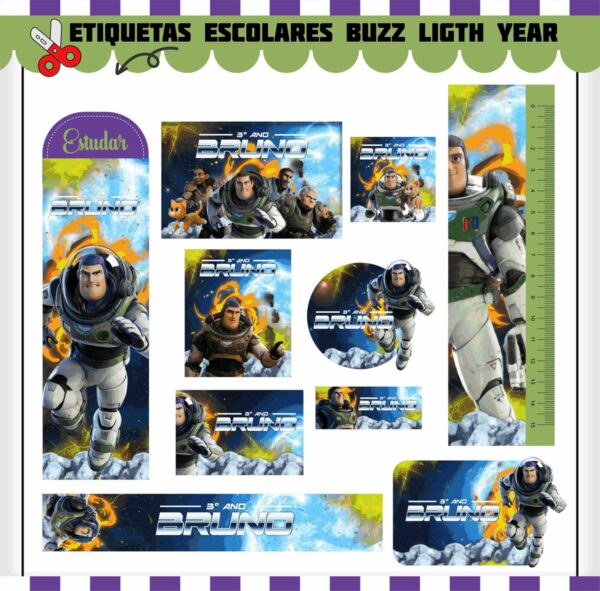 Arquivo de Corte Etiqueta Escolar Buzz Light Year