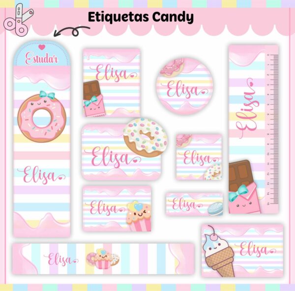 Arquivo de Corte Etiqueta Escolar Candy