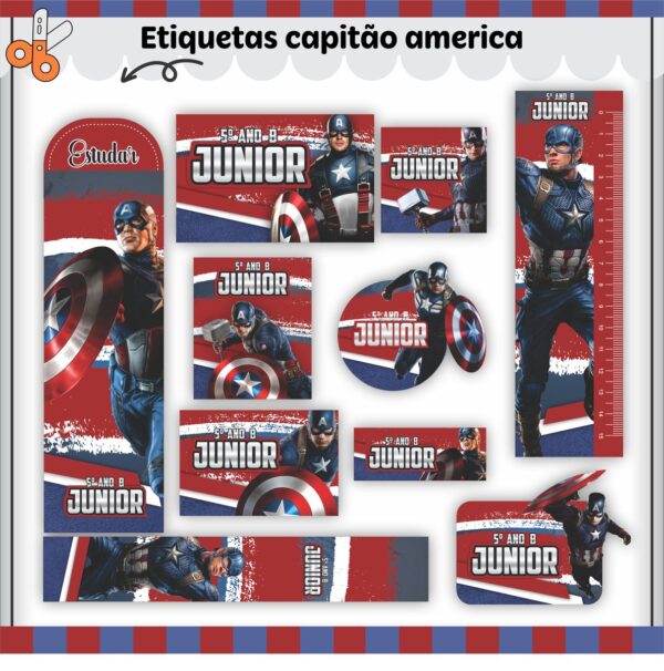 Arquivo de Corte Etiqueta Escolar Capitão América