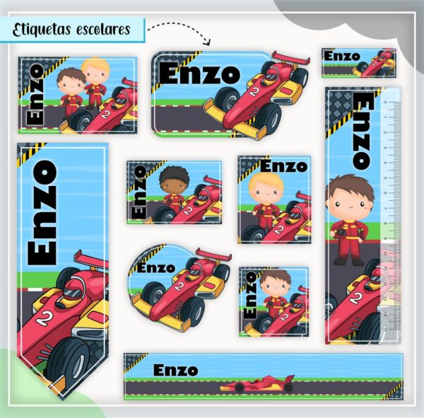 Arquivo de Corte Etiqueta Escolar Carros