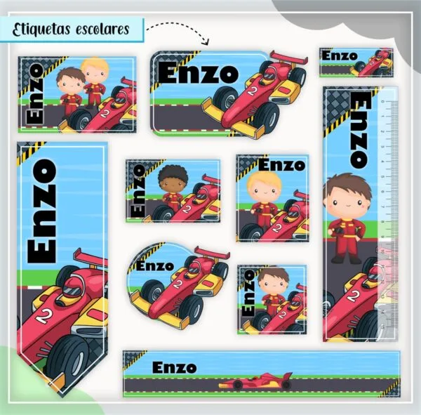 Arquivo de Corte Etiqueta Escolar Carros
