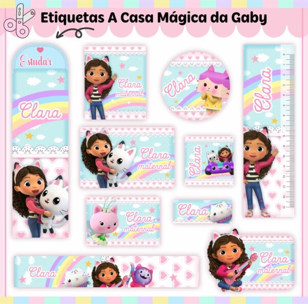 Arquivo de Corte Etiqueta Escolar Casa Mágica da Gaby