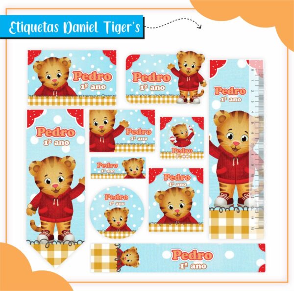 Arquivo de Corte Etiqueta Escolar Daniel Tigers