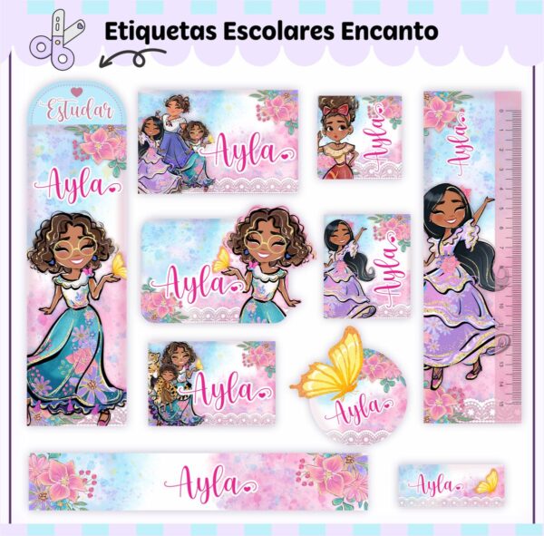 Arquivo de Corte Etiqueta Escolar Encanto V2