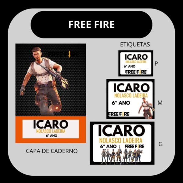 arquivo de corte etiqueta escolar freefire escolar