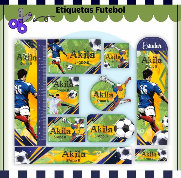 Arquivo de Corte Etiqueta Escolar Futebol