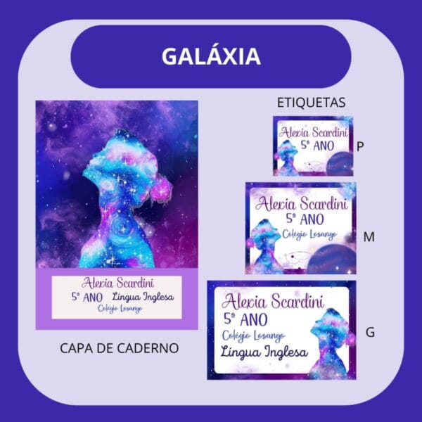 arquivo de corte etiqueta escolar galaxia pack