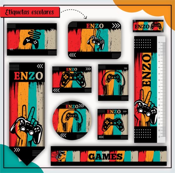 Arquivo de Corte Etiqueta Escolar Gamer