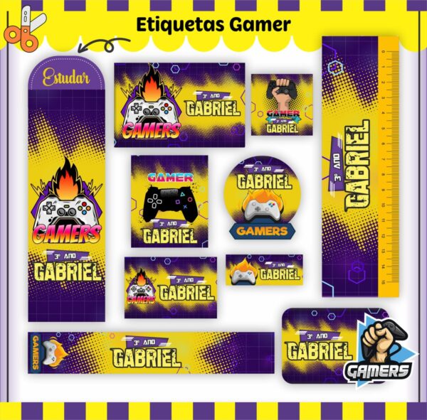 Arquivo de Corte Etiqueta Escolar Gamer V2