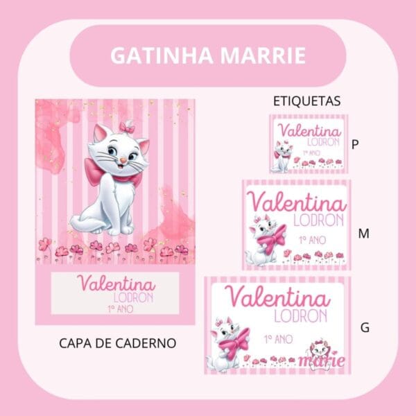 arquivo de corte etiqueta escolar gatinha marie etiqueta escolar