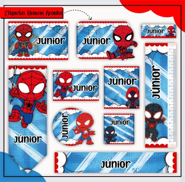 Arquivo de Corte Etiqueta Escolar Homem Aranha