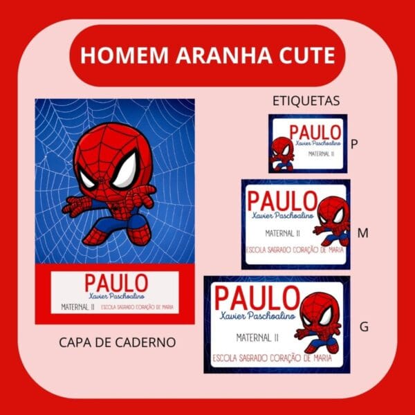 arquivo de corte etiqueta escolar homem aranha cute etiqueta escolar