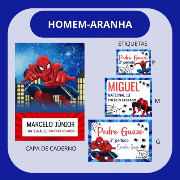 arquivo de corte etiqueta escolar homem aranha etiqueta 2023