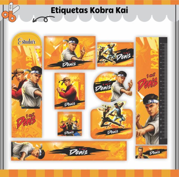 Arquivo de Corte Etiqueta Escolar Kobra Kai