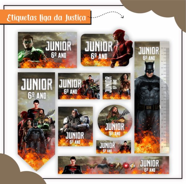 Arquivo de Corte Etiqueta Escolar Liga da Justiça