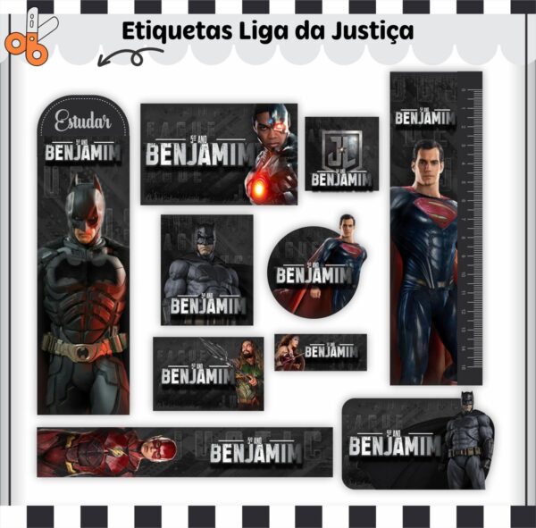 Arquivo de Corte Etiqueta Escolar Liga da Justiça V2