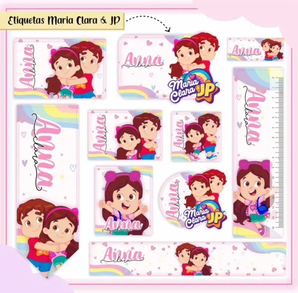 Arquivo de Corte Etiqueta Escolar Maria Clara e JP